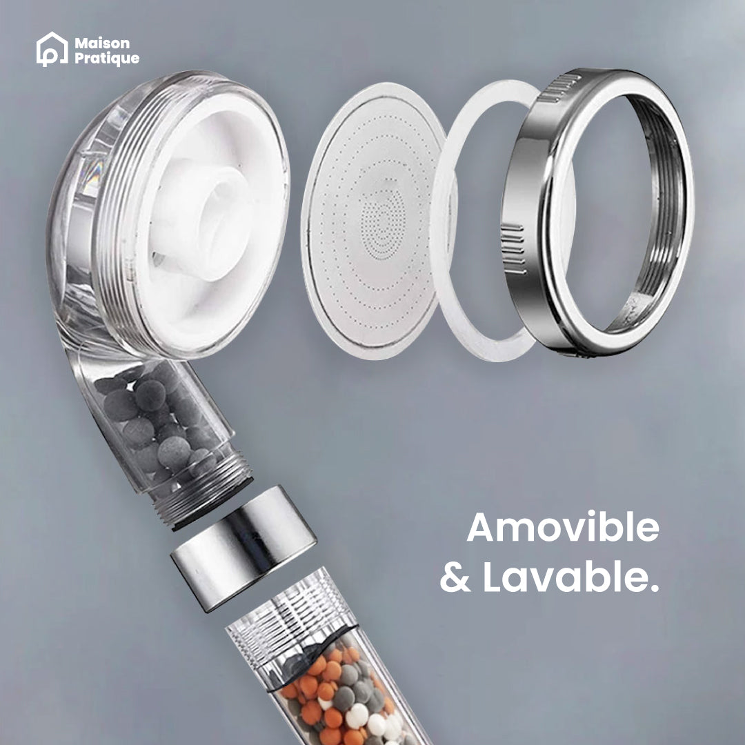Pommeau de douche Spa | 3 fonctions | Billes éco-thermales mixtes