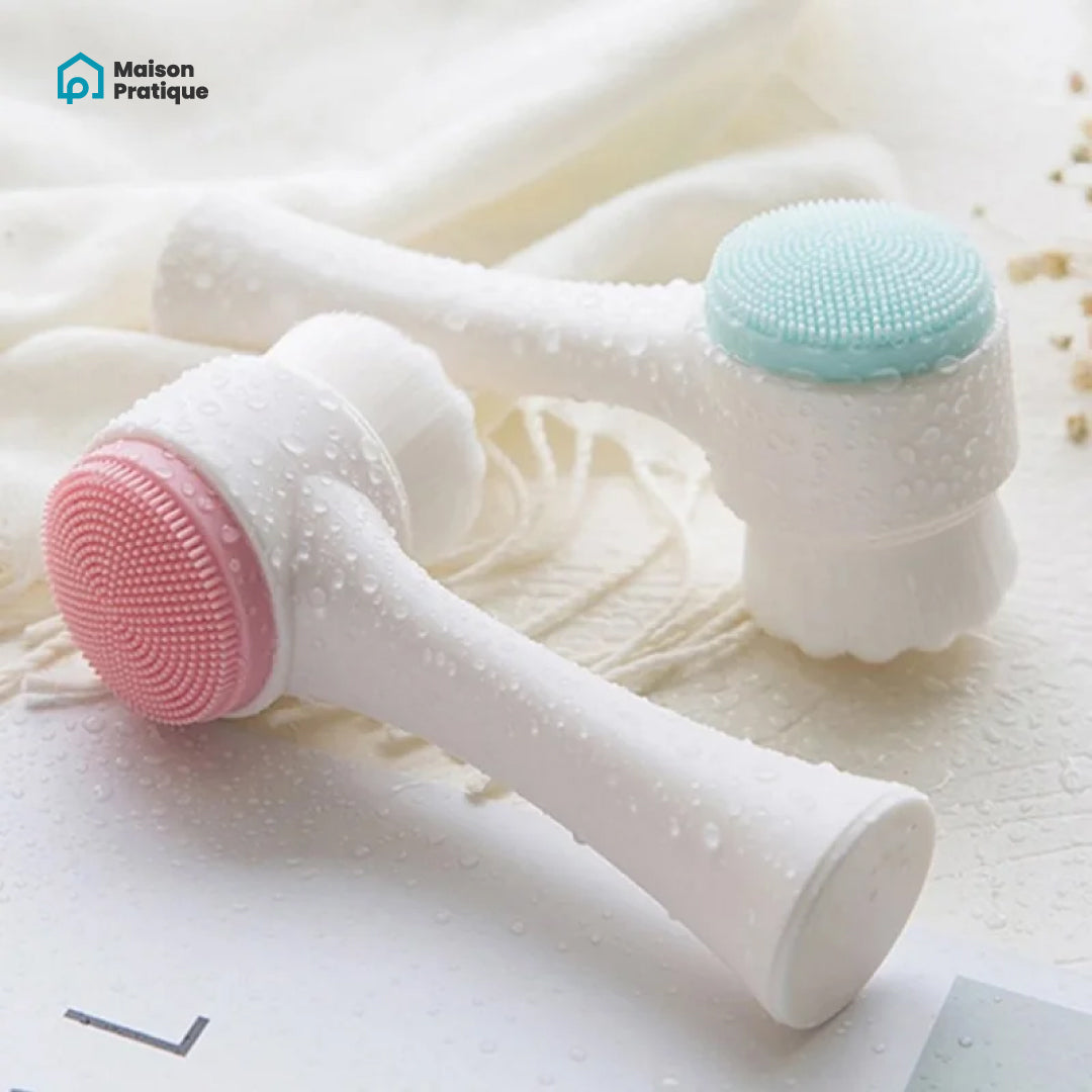 Brosse manuelle nettoyante et exfoliante pour le visage | 2-en-1