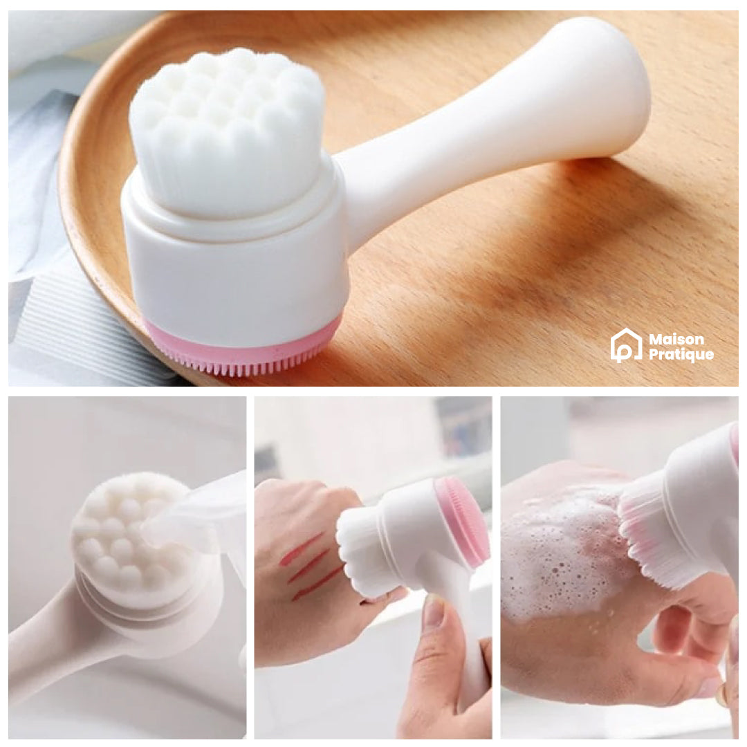 Brosse manuelle nettoyante et exfoliante pour le visage | 2-en-1