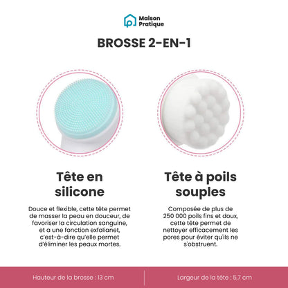 Brosse manuelle nettoyante et exfoliante pour le visage | 2-en-1