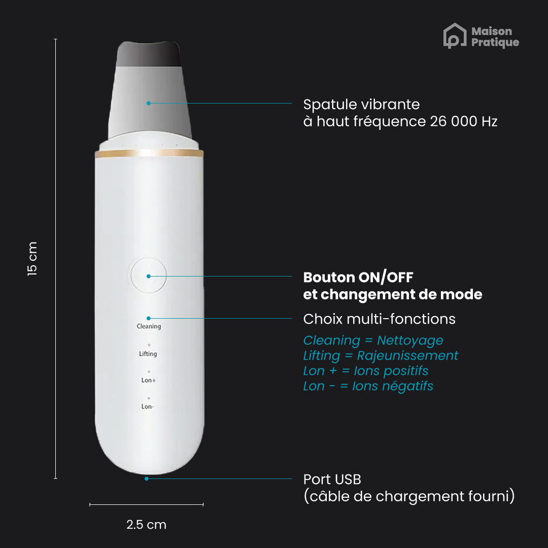 Épurateur de peau ultrasonique | Élimination des points noirs