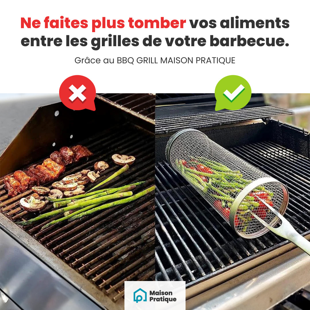 Panier à grillades roulant pour Barbecue | Acier inoxydable