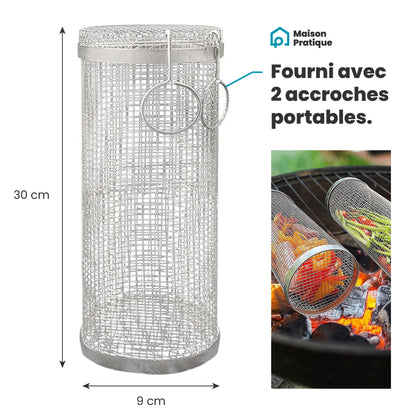 Panier à grillades roulant pour Barbecue | Acier inoxydable