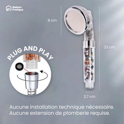 Pommeau de douche Spa | 3 fonctions | Billes éco-thermales mixtes